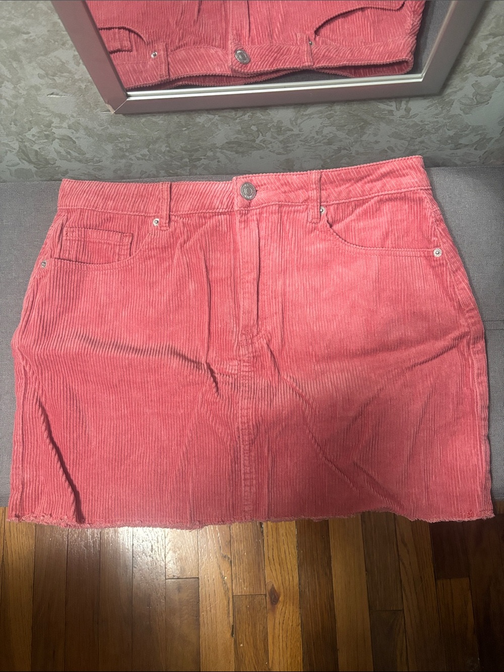 Forever 21 Coral Pink Corduroy Mini Skirt